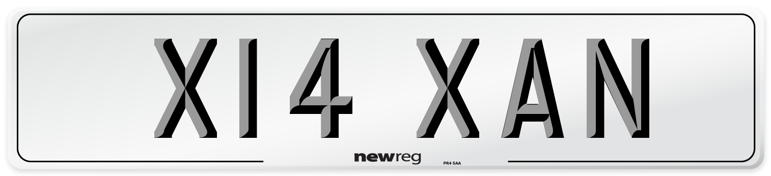 X14 XAN Number Plate from New Reg